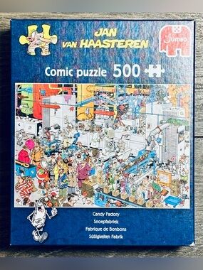 Jan Van Haasteren Comic Puzzle "Candy Factory" 500 Piece Puzzle Missing 1 Piece